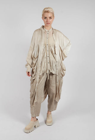 Draped Shirt Dress in Sand Shell