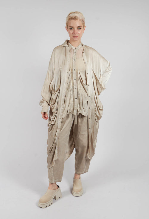 Draped Shirt Dress in Sand Shell