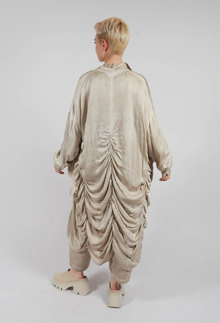 Draped Shirt Dress in Sand Shell
