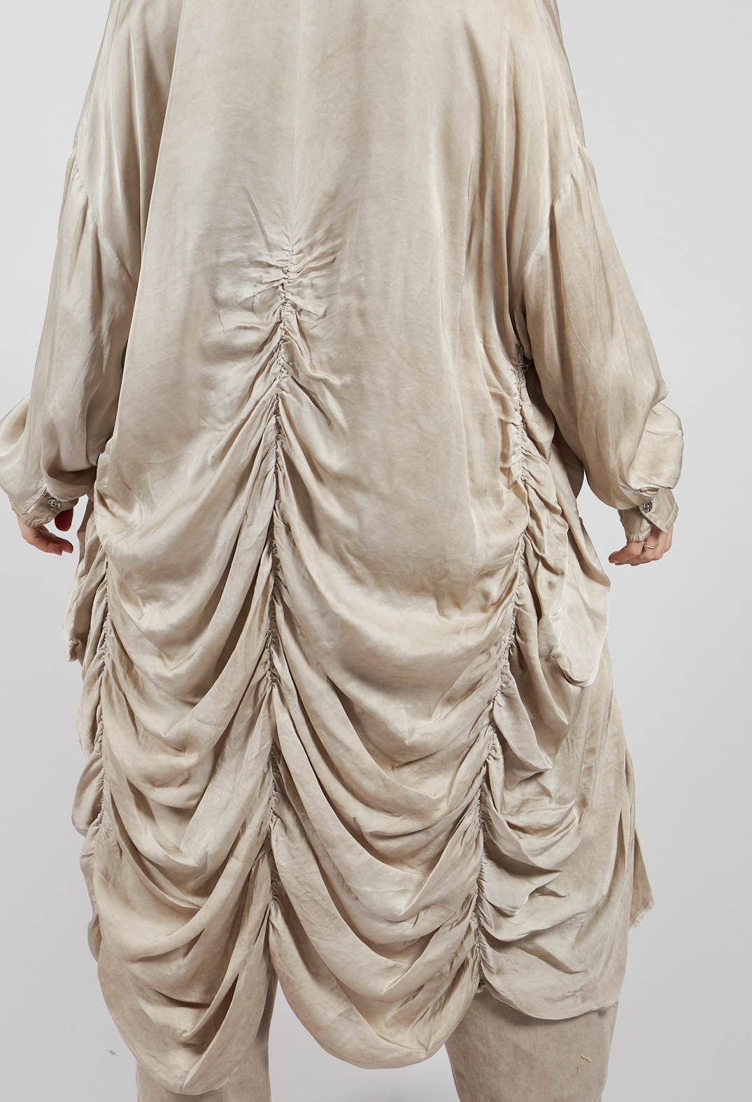 Draped Shirt Dress in Sand Shell