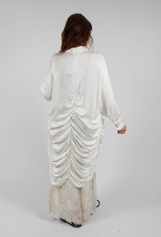 Draped Shirt Dress in Antique White