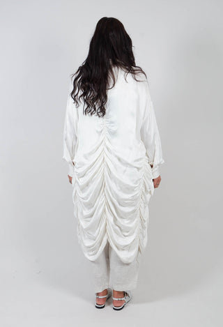Draped Shirt Dress in Antique White