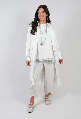 Draped Shirt Dress in Antique White