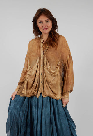 Draped Shirt in Bronze Honey