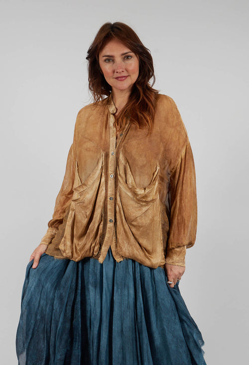 Draped Shirt in Bronze Honey