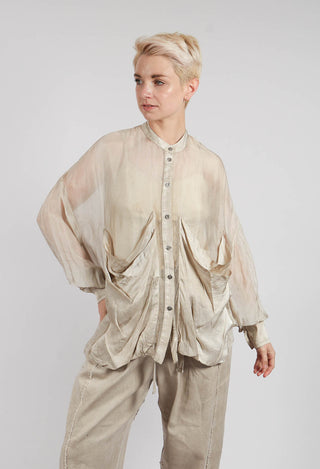 Draped Shirt in Sand Shell