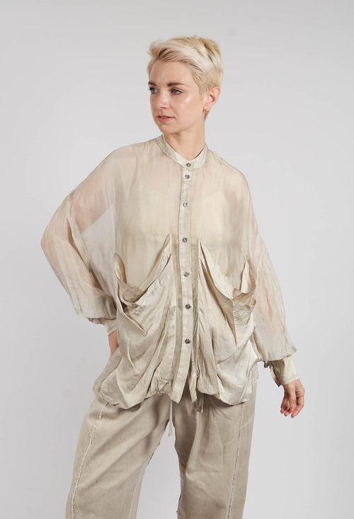 Draped Shirt in Sand Shell