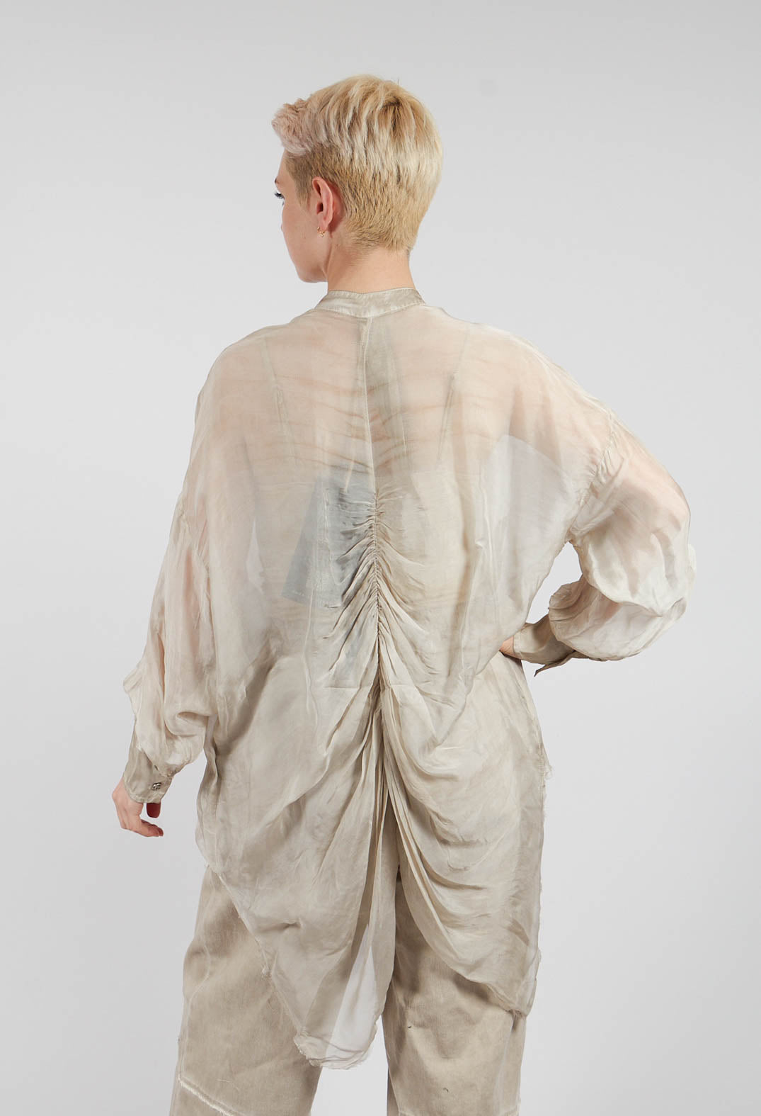 Draped Shirt in Sand Shell