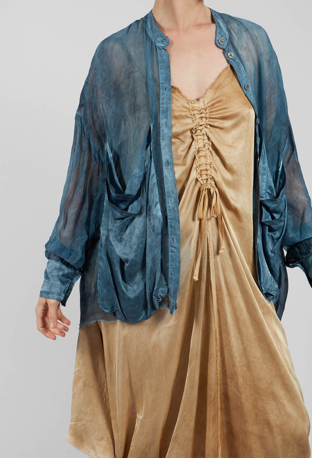 Draped Shirt in Blue Matisse