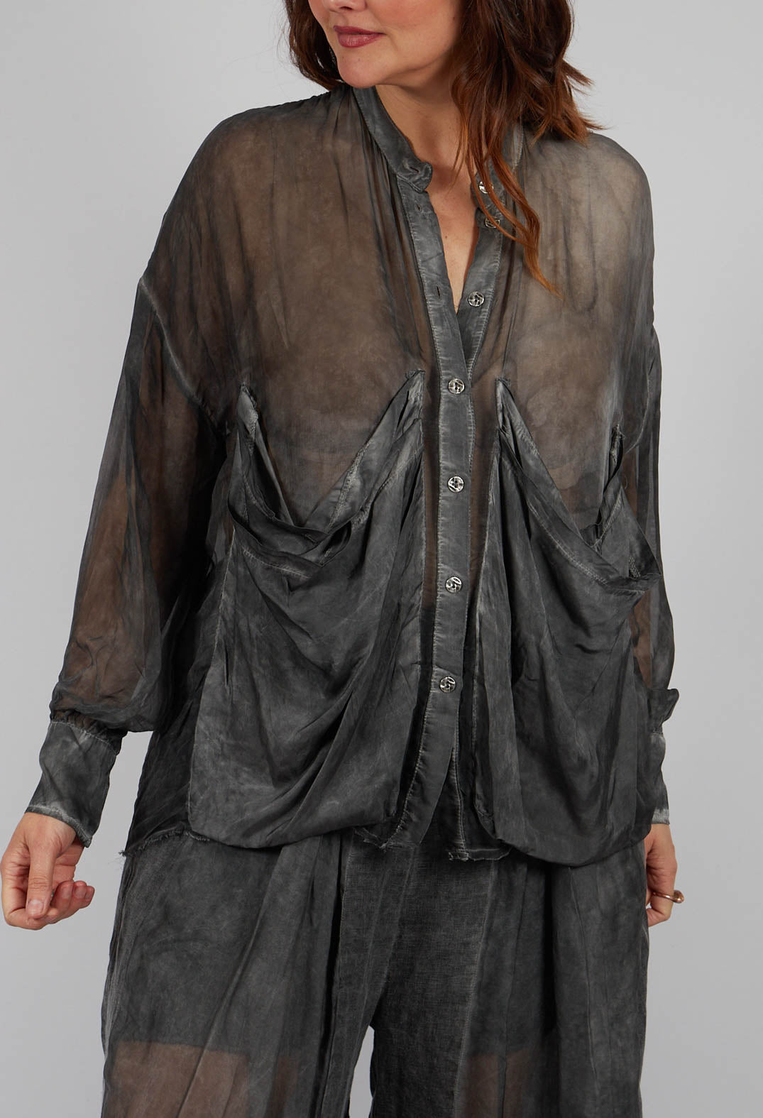 Draped Shirt in Anthracite