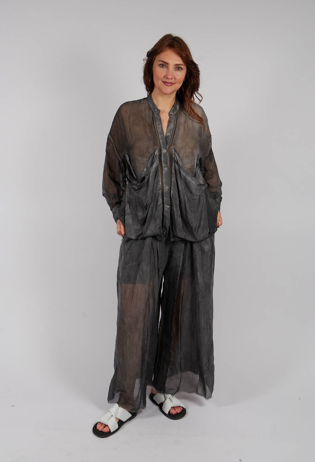 Draped Shirt in Anthracite