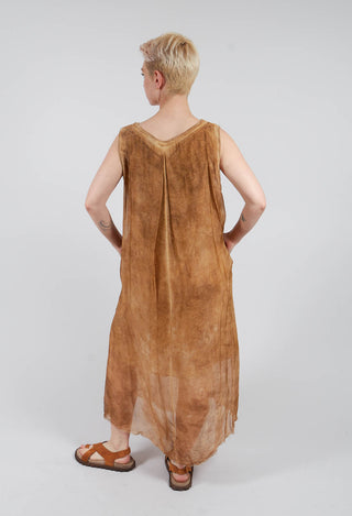 Long Sleeveless Dress in Bronze Honey