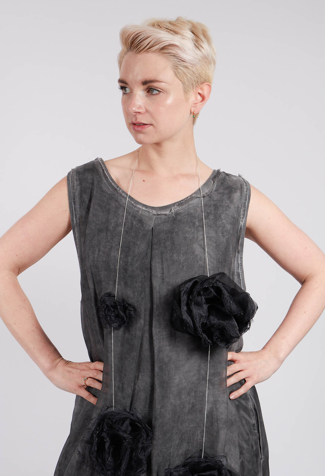 Long Sleeveless Dress in Anthracite