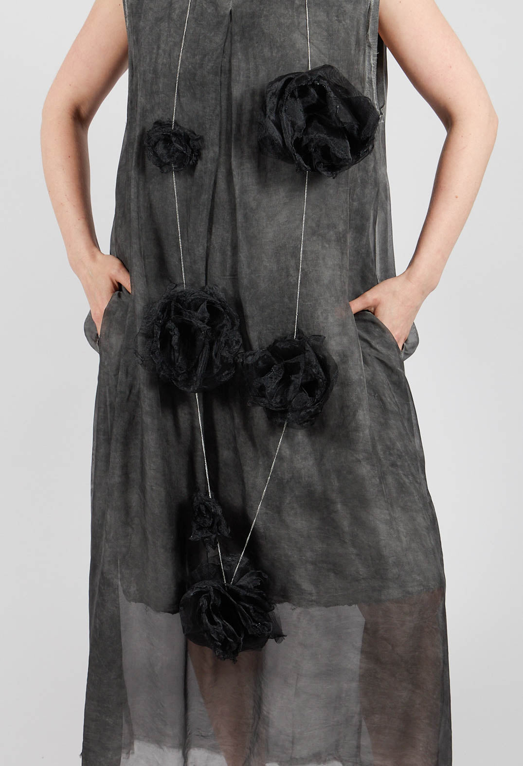 Long Sleeveless Dress in Anthracite
