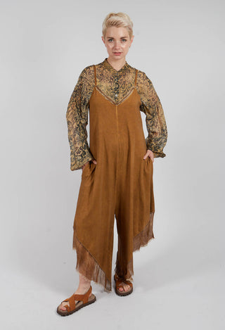 Asymmetric Hem Jumpsuit in Bronze Honey