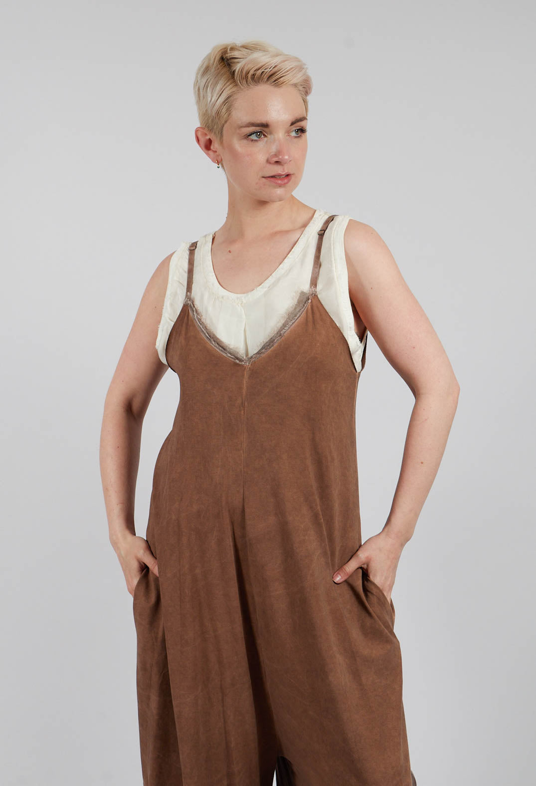 Asymmetric Hem Jumpsuit in Spicy Cinnamon