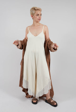 Asymmetric Hem Jumpsuit in Antique White