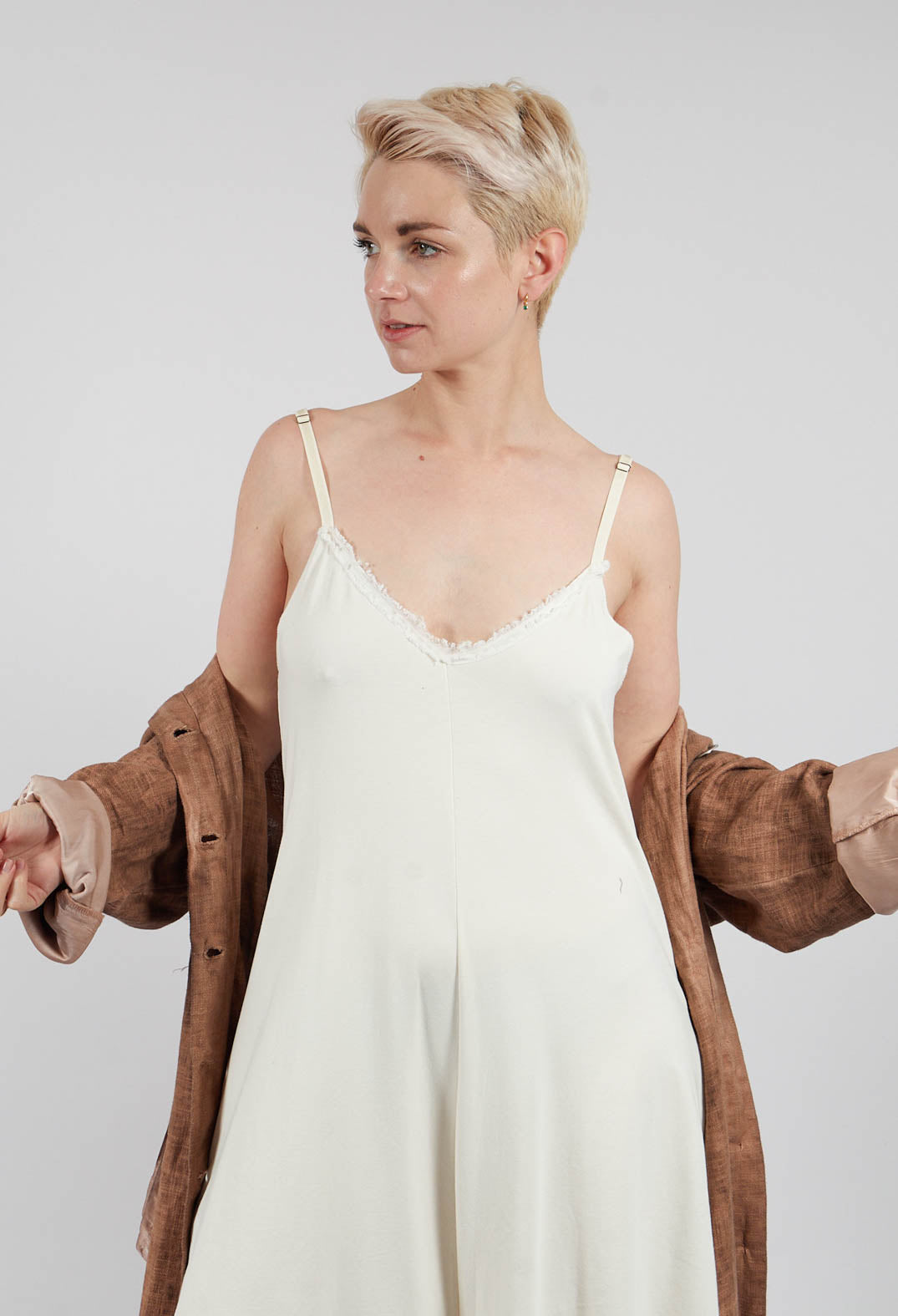 Asymmetric Hem Jumpsuit in Antique White