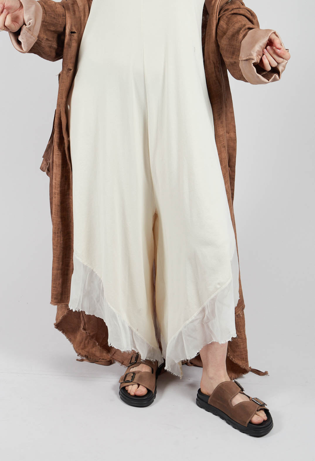 Asymmetric Hem Jumpsuit in Antique White