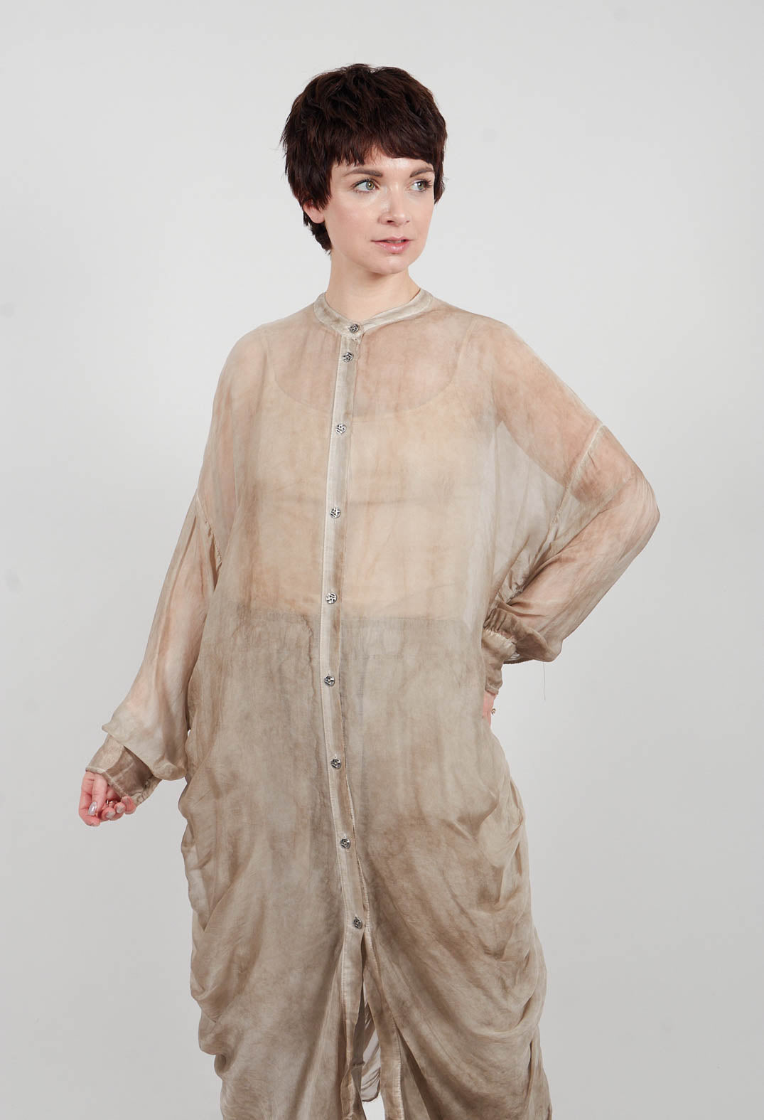 Shirt Dress in Sand Shell