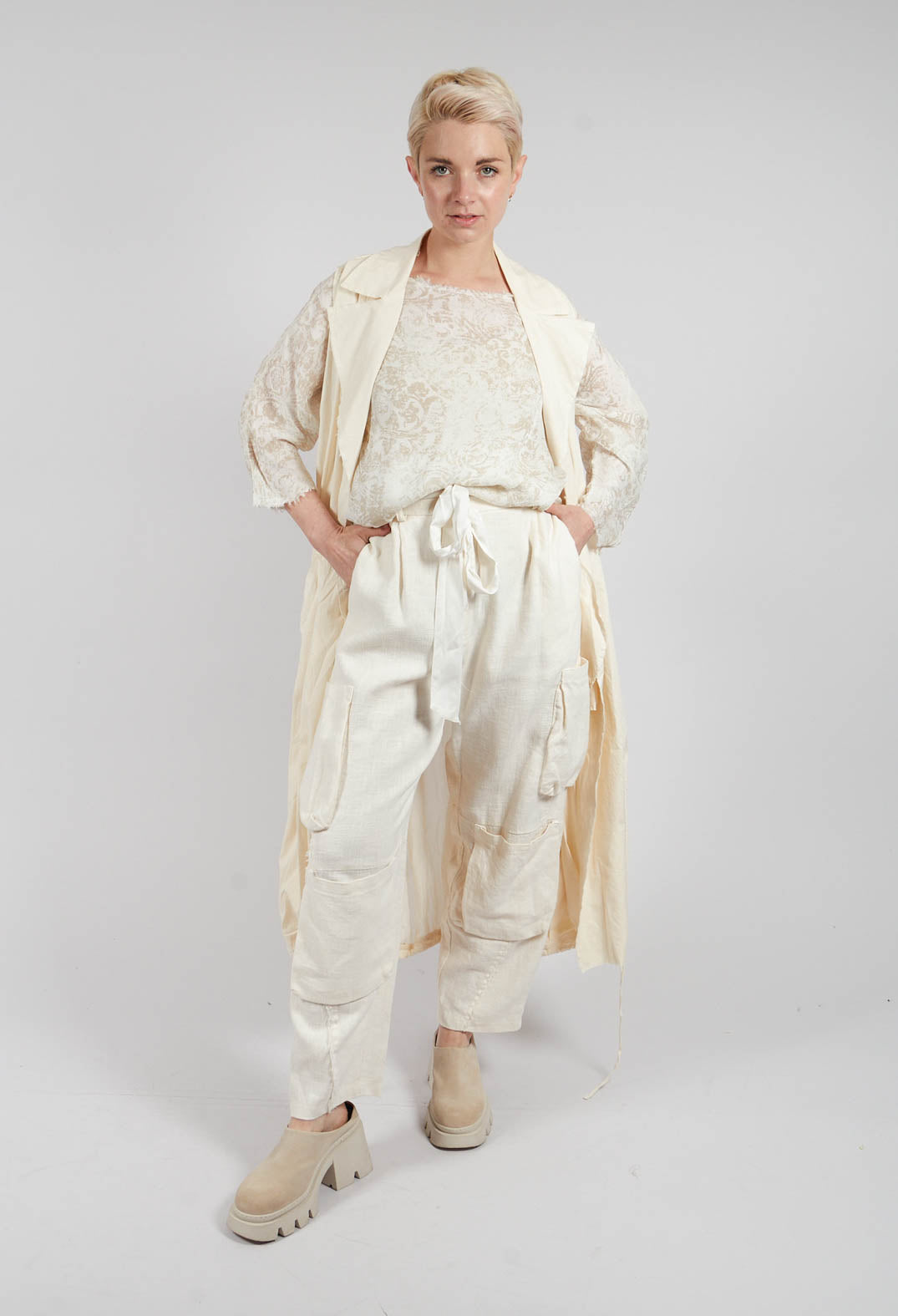 Cargo Trousers in Antique White