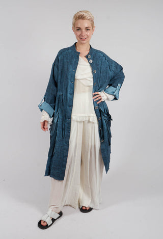Dust Coat with Large Pockets in Blue Matisse