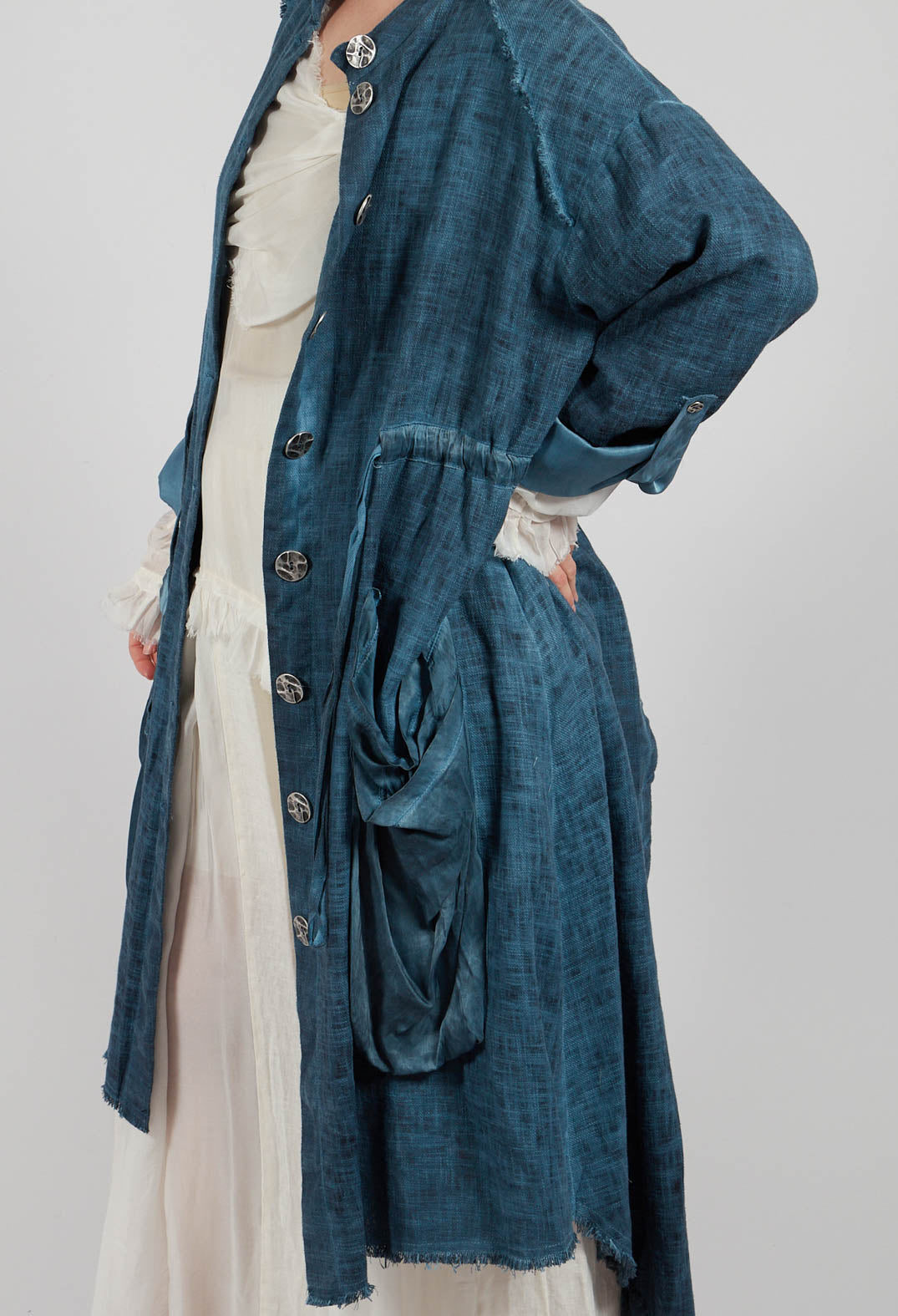 Dust Coat with Large Pockets in Blue Matisse