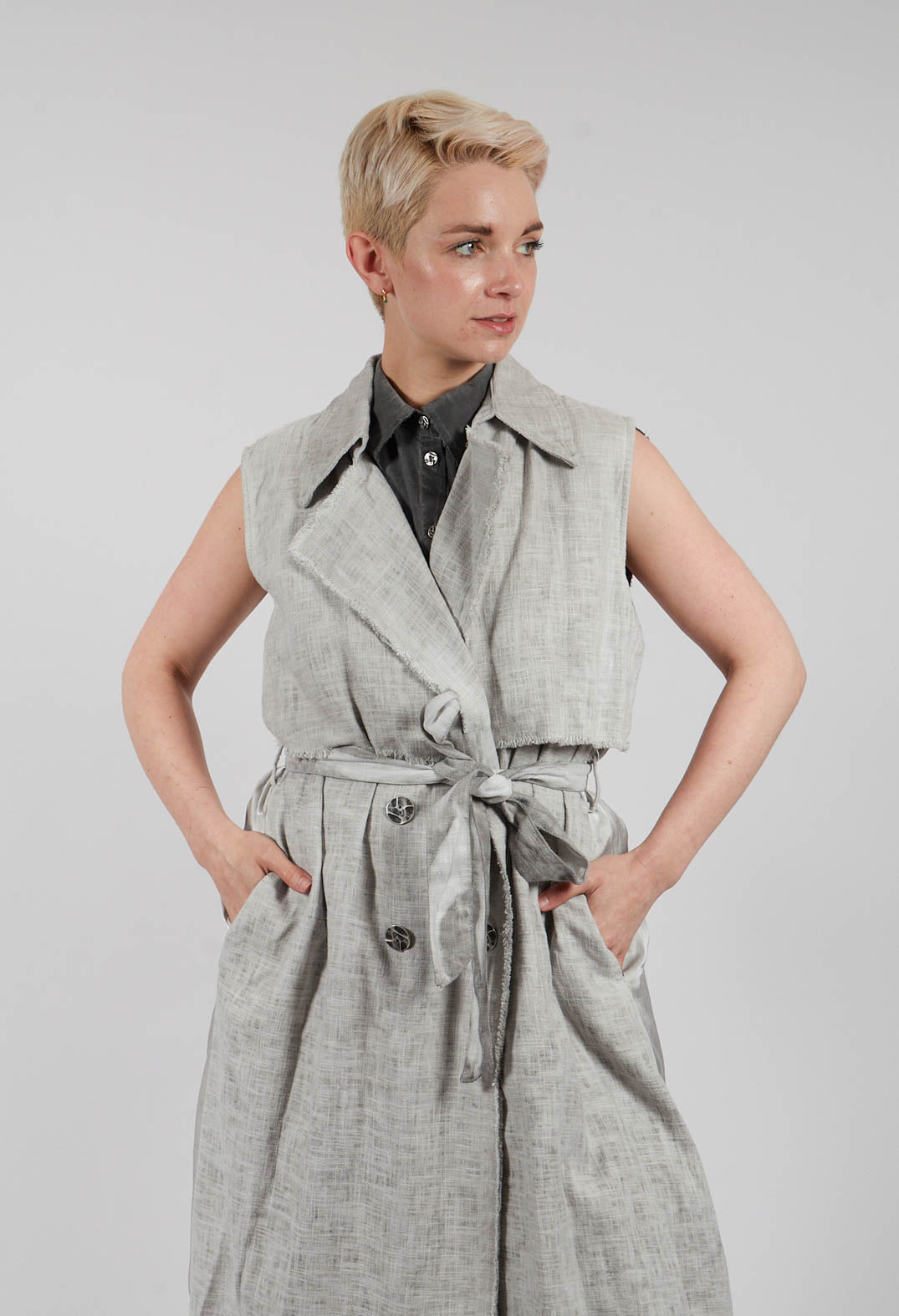 Maxi Gilet in Grey Shadow