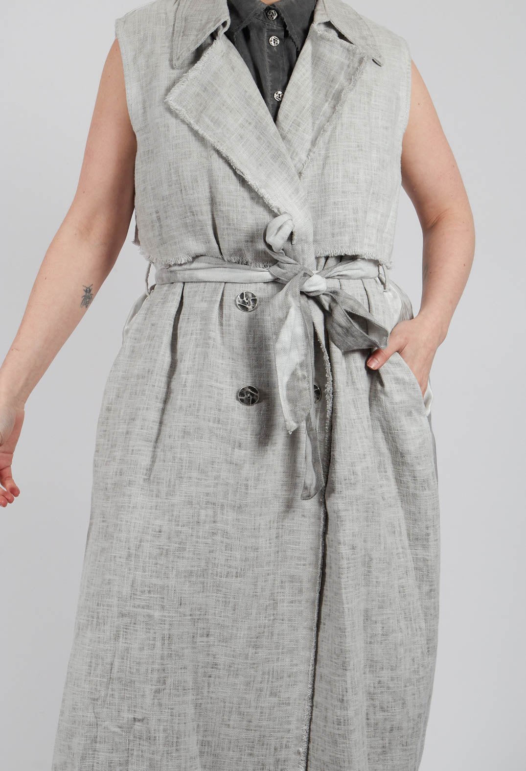 Maxi Gilet in Grey Shadow