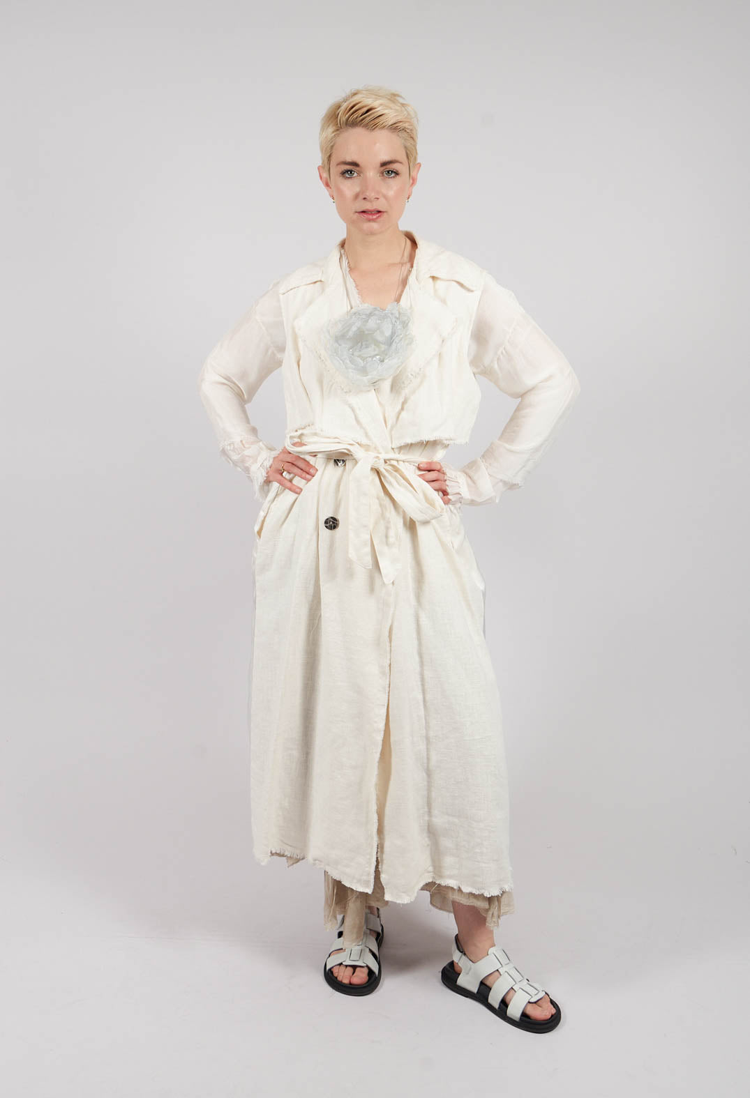 Maxi Skirt with Asymmetric Hem in Sand Shell