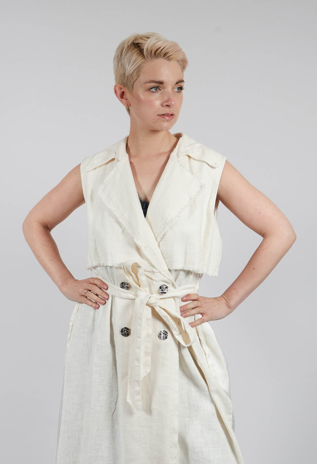 Maxi Gilet in Antique White