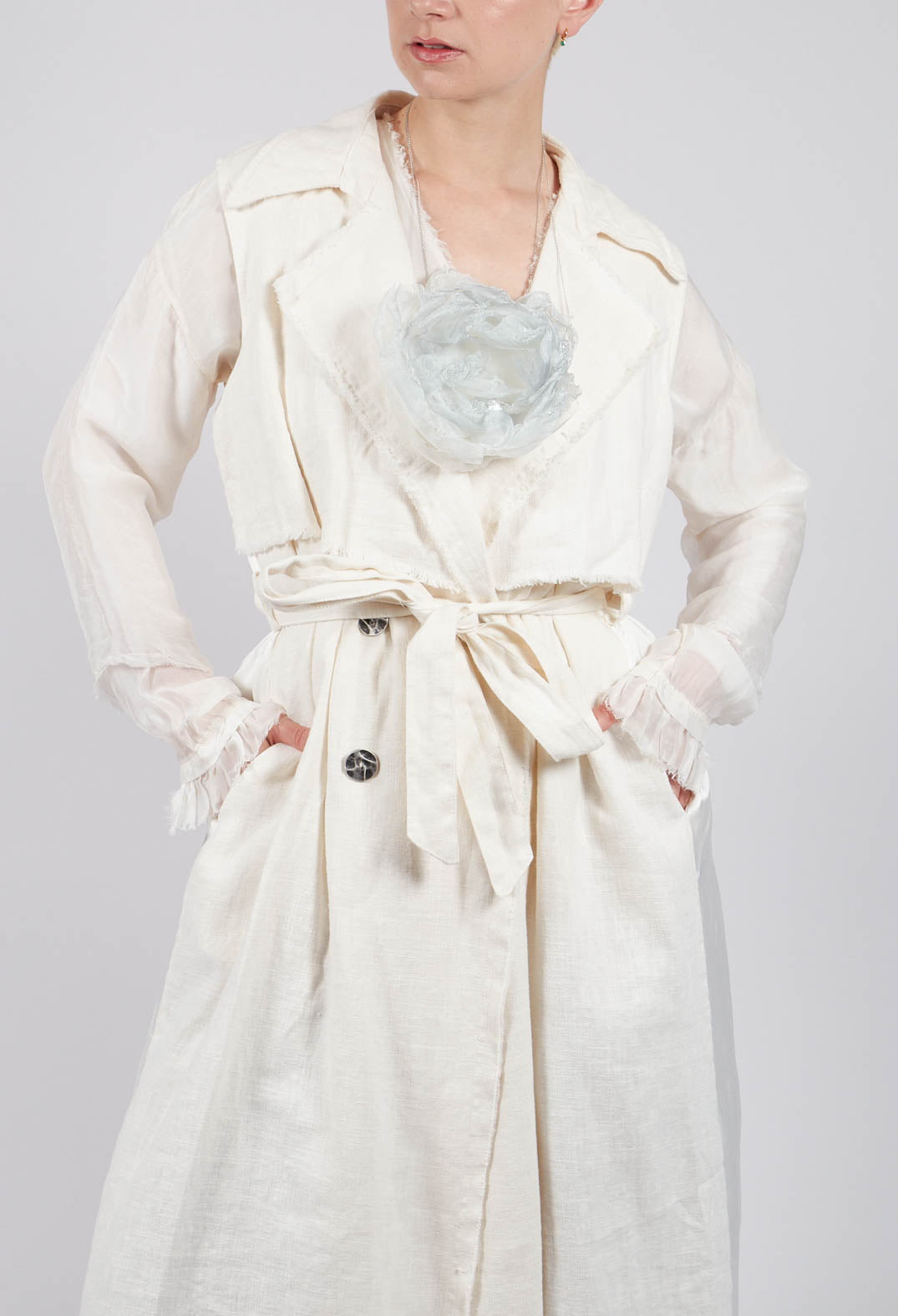 Maxi Gilet in Antique White