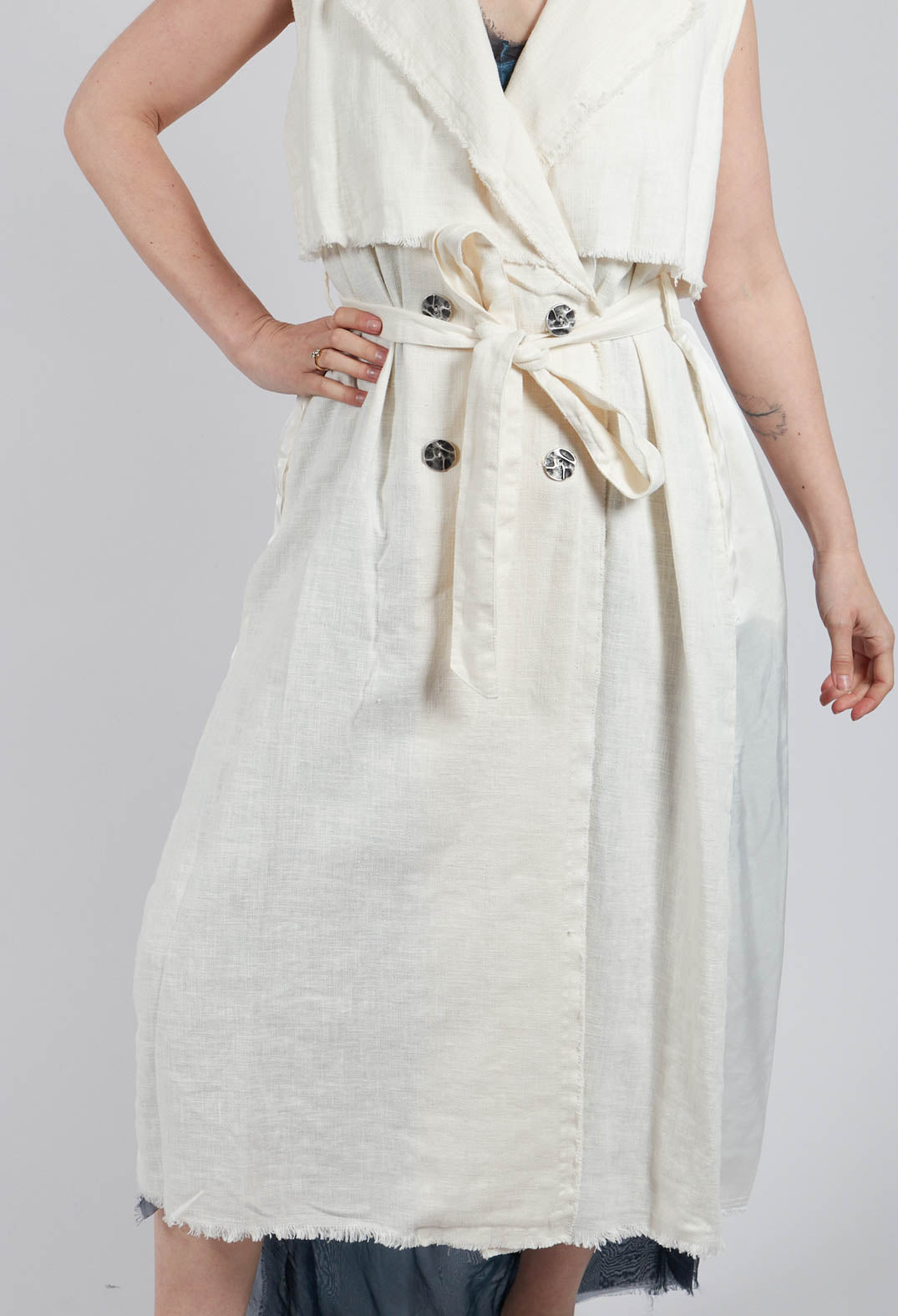 Maxi Gilet in Antique White