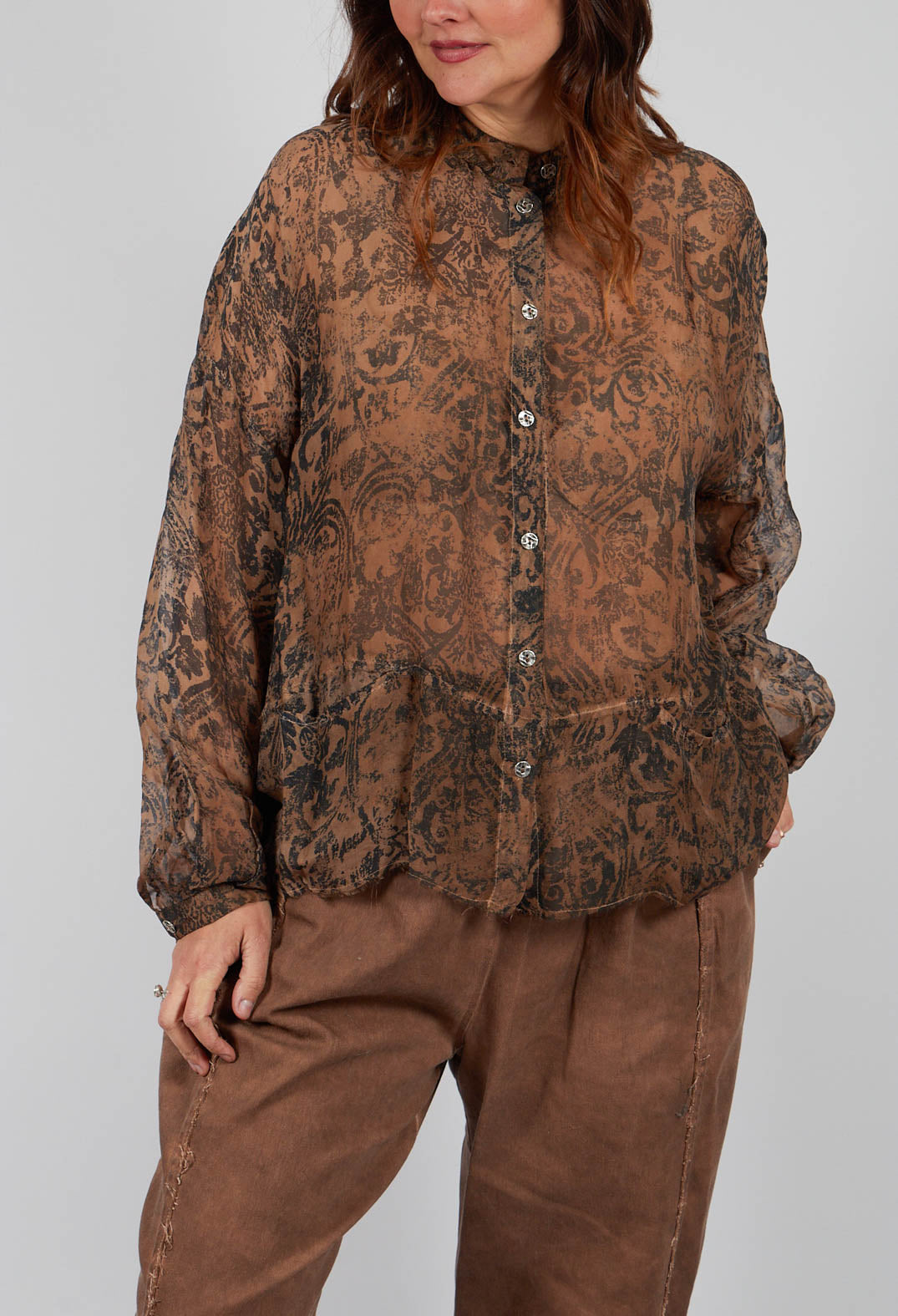 Long Sleeve Blouse in Spicy Cinnamon Print