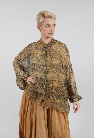 Long Sleeve Blouse in Bronze Honey Print
