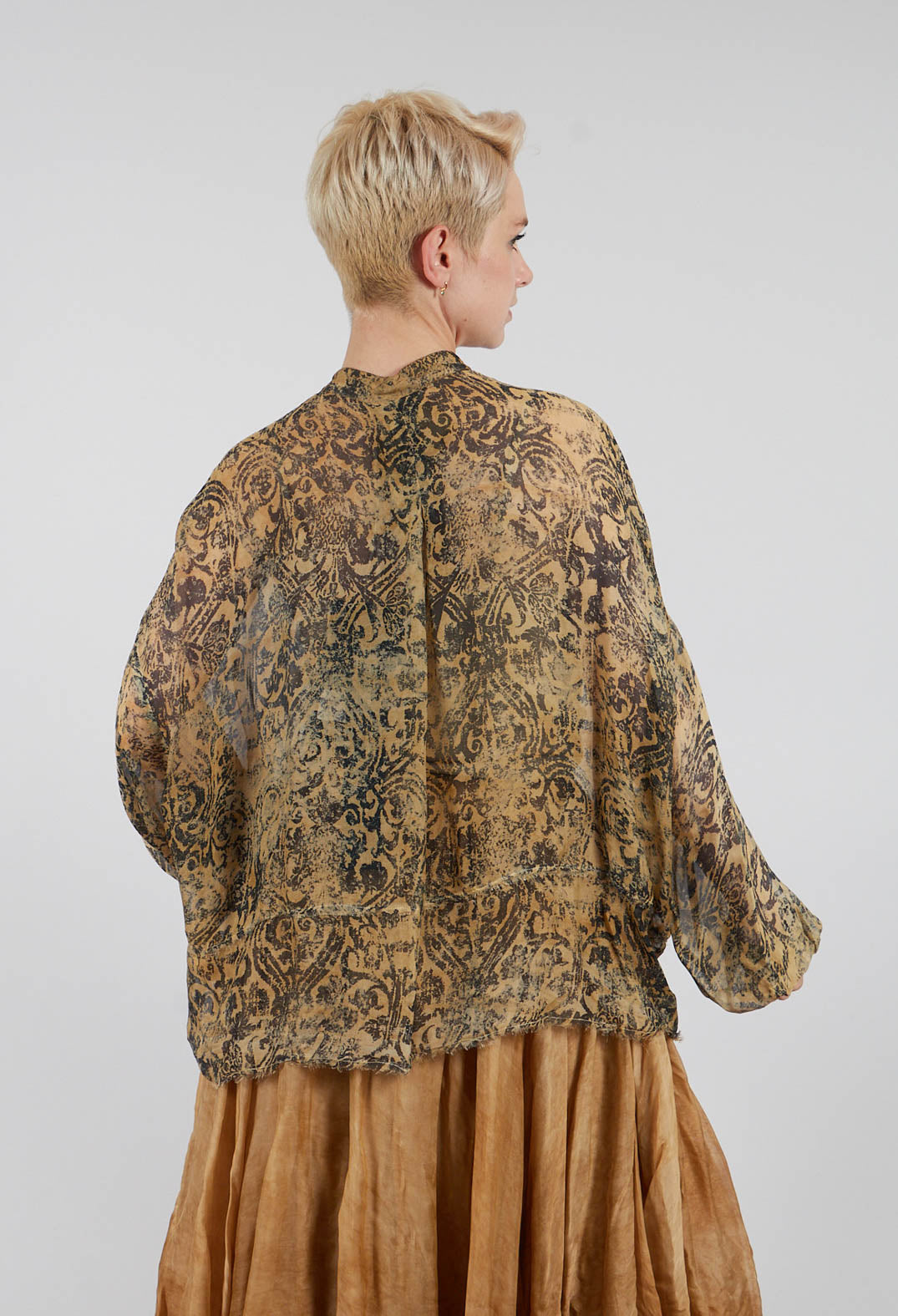 Long Sleeve Blouse in Bronze Honey Print