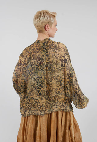 Long Sleeve Blouse in Bronze Honey Print