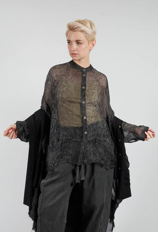 Long Sleeve Blouse in Anthracite Print