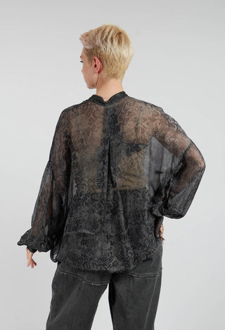 Long Sleeve Blouse in Anthracite Print