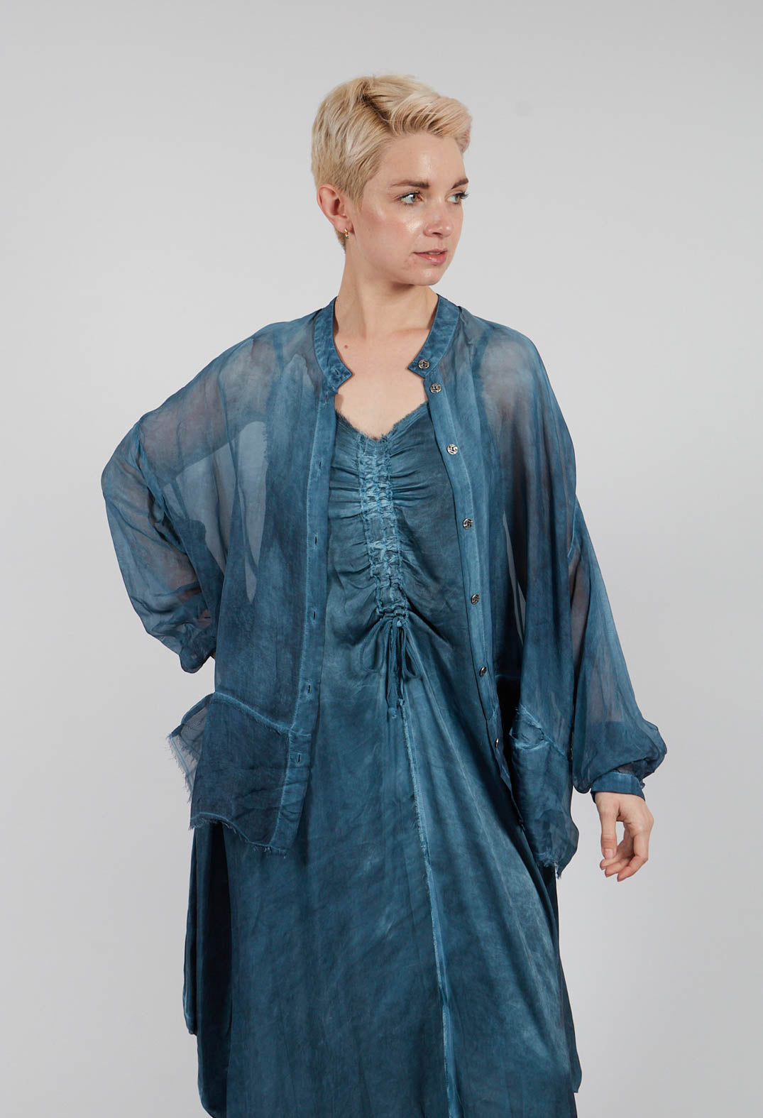 Long Sleeve Blouse in Blue Matisse