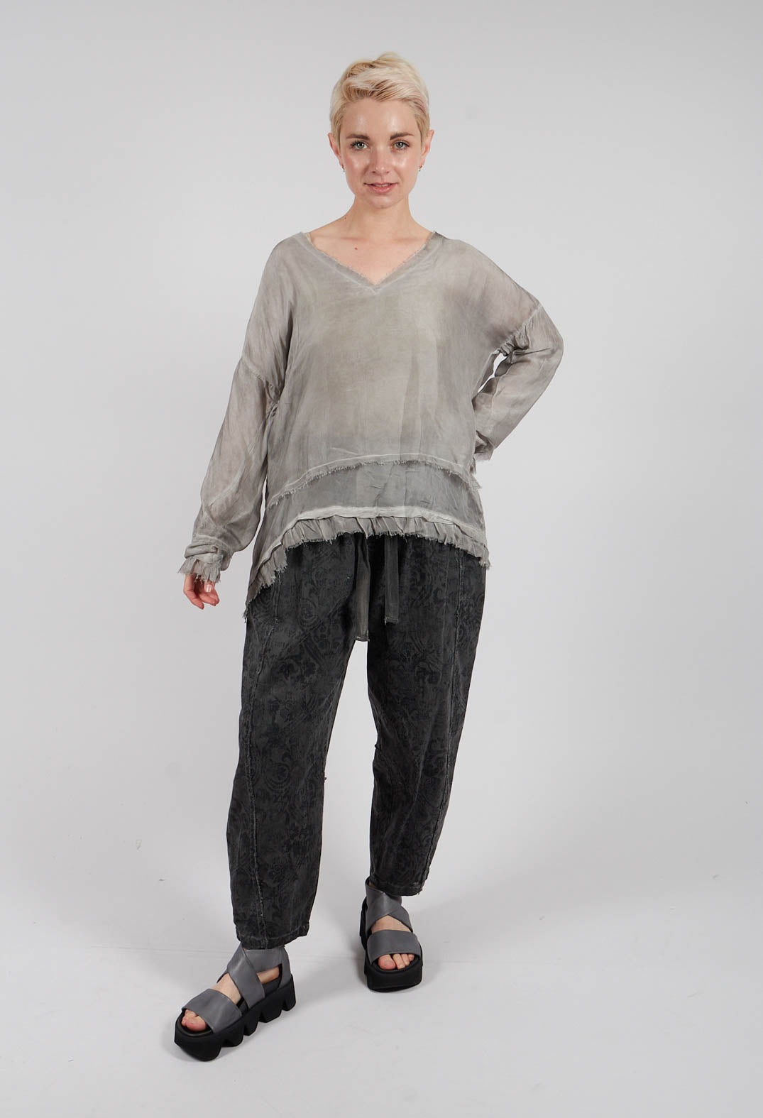 V-Neck Top in Grey Shadow