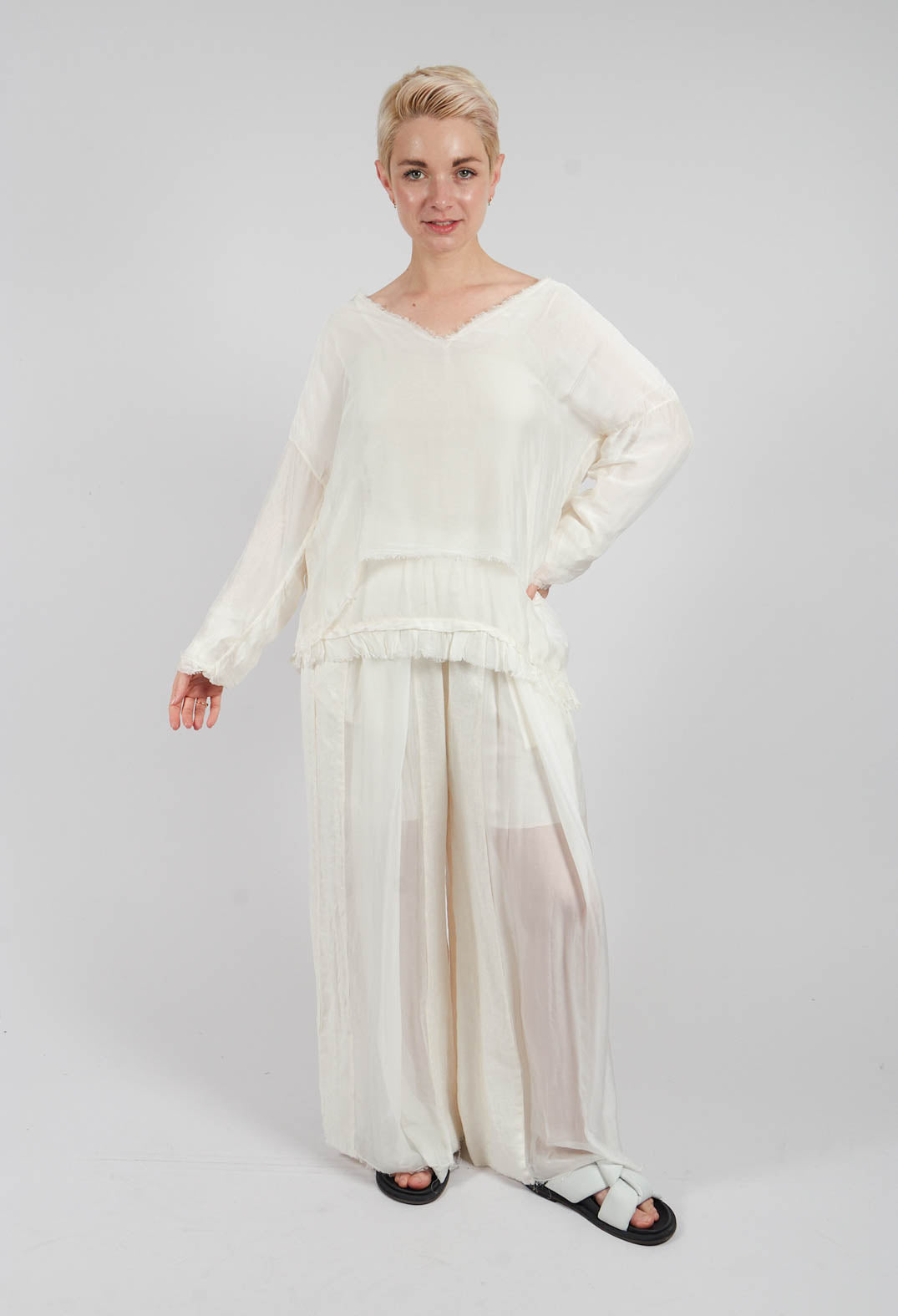 V-Neck Top in Antique White