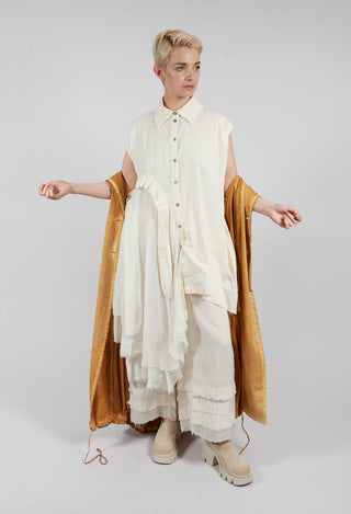 Shirt Dress with Asymmetric Hem in Antique White