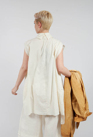 Shirt Dress with Asymmetric Hem in Antique White