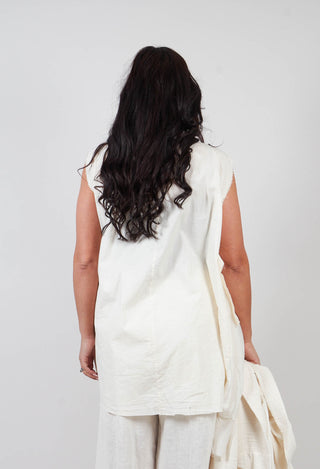 Shirt Dress with Asymmetric Hem in Antique White