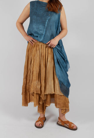 Maxi Skirt with Asymmetric Hem in Bronze Honey