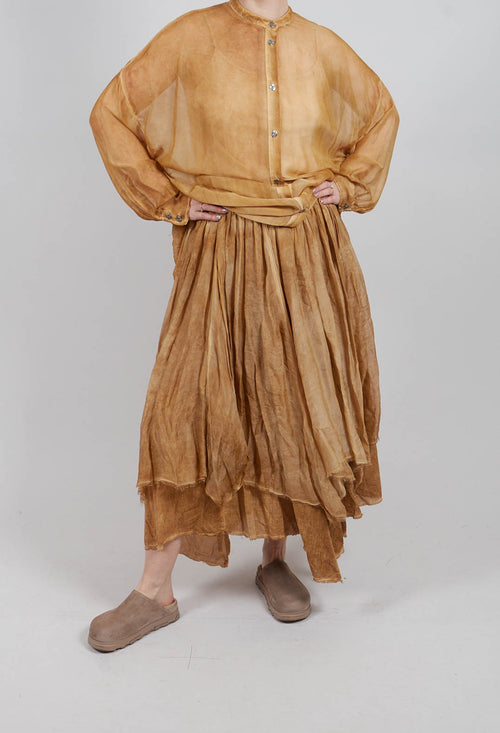 Maxi Skirt with Asymmetric Hem in Bronze Honey