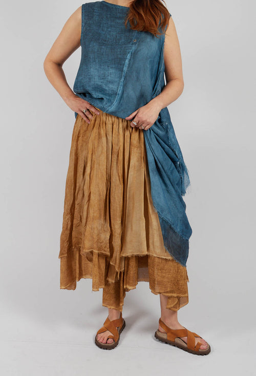 Maxi Skirt with Asymmetric Hem in Bronze Honey