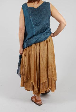 Maxi Skirt with Asymmetric Hem in Bronze Honey