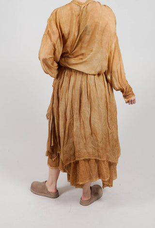 Maxi Skirt with Asymmetric Hem in Bronze Honey
